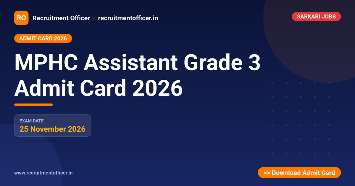 MPHC Assistant Grade 3 Admit Card 2026 - NRAI nrai.in