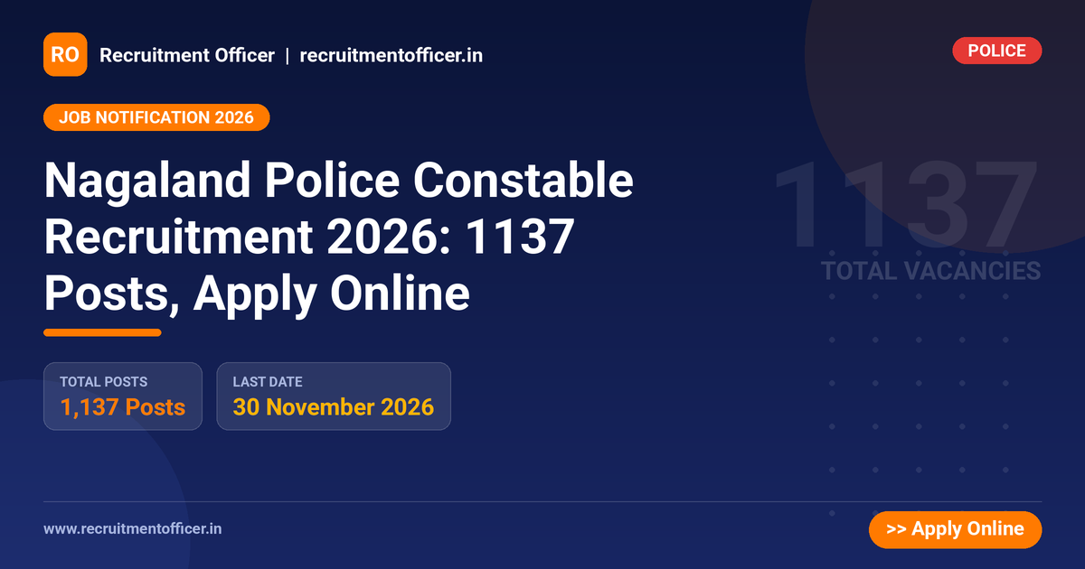 Nagaland Police Constable Recruitment 2026: 1137 Posts, Apply Online 1 Nagaland Police Constable Recruitment 2026: 1137 Posts, Apply Online - NRAI nrai.in