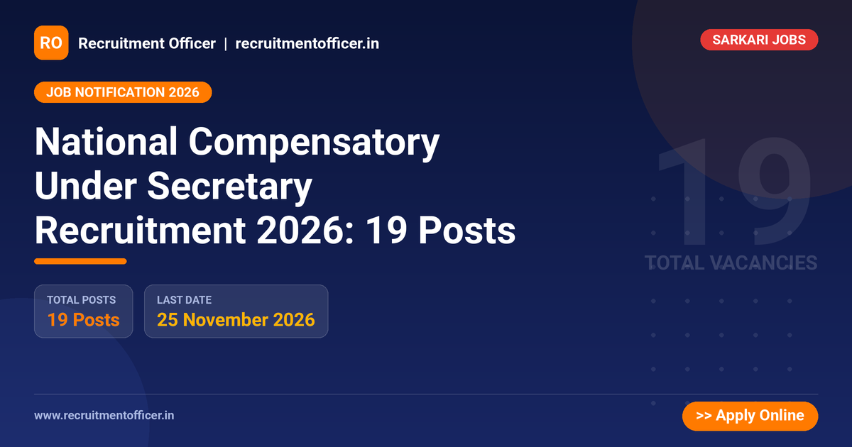 National Compensatory Under Secretary Recruitment 2026: 19 Posts 1 National Compensatory Under Secretary Recruitment 2026: 19 Posts - NRAI nrai.in