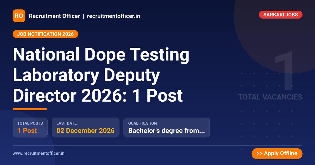 National Dope Testing Laboratory Deputy Director 2026: 1 Post - NRAI nrai.in