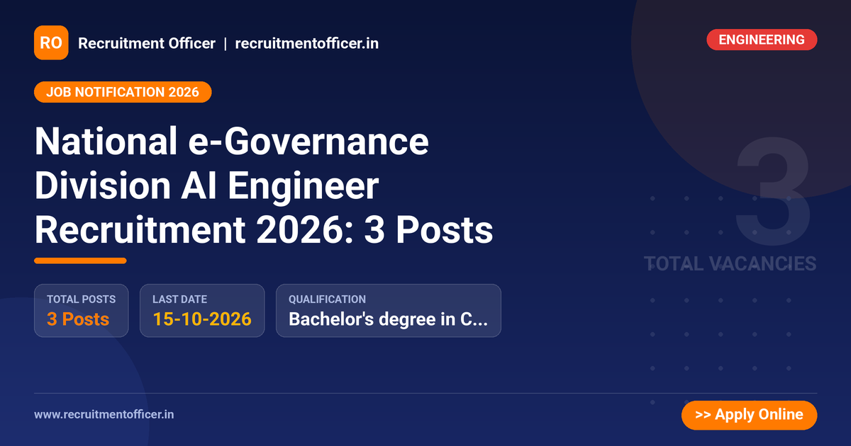 National e-Governance Division AI Engineer Recruitment 2026: 3 Posts 1 National e-Governance Division AI Engineer Recruitment 2026: 3 Posts - NRAI nrai.in