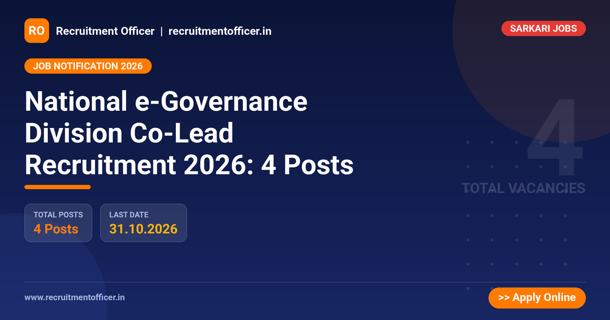 National e-Governance Division Co-Lead Recruitment 2026: 4 Posts 1 National e-Governance Division Co-Lead Recruitment 2026: 4 Posts - NRAI nrai.in