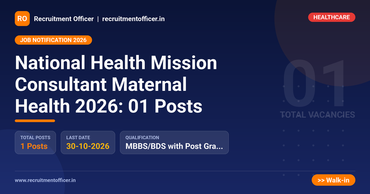 National Health Mission Consultant Maternal Health 2026: 01 Posts 1 National Health Mission Consultant Maternal Health 2026: 01 Posts - NRAI nrai.in