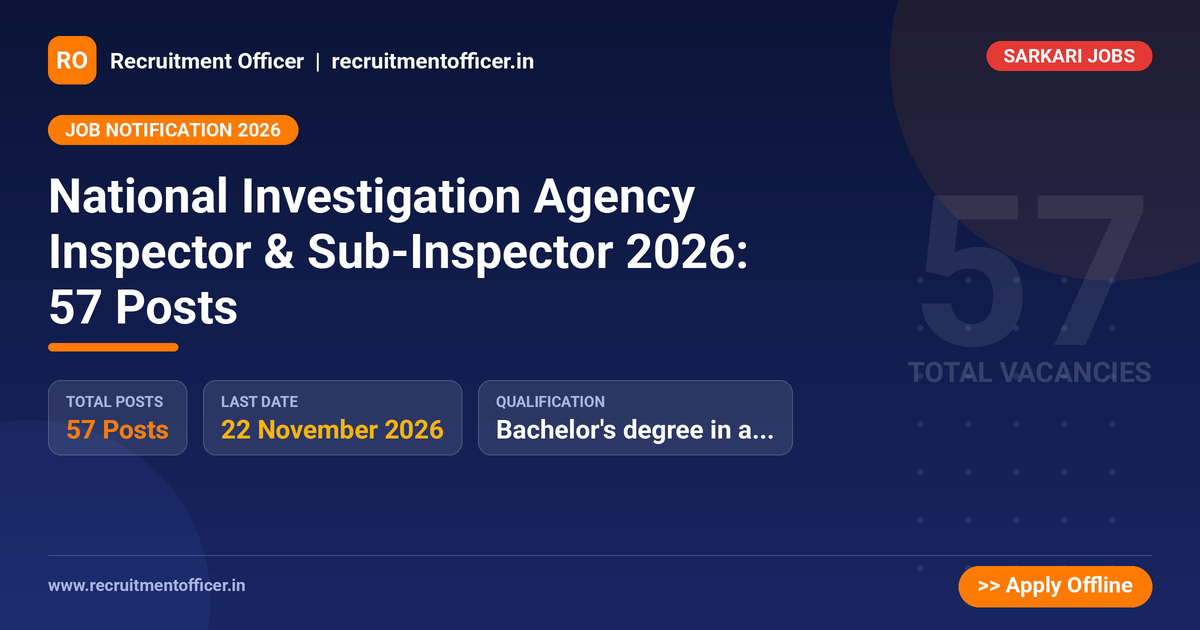National Investigation Agency Inspector & Sub-Inspector 2026: 57 Posts 1 National Investigation Agency Inspector & Sub-Inspector 2026: 57 Posts - NRAI nrai.in