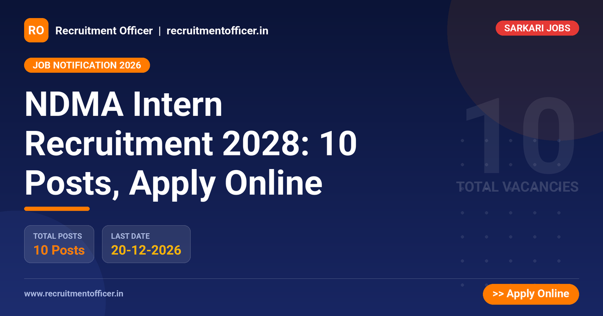 NDMA Intern Recruitment 2028: 10 Posts, Apply Online - NRAI nrai.in