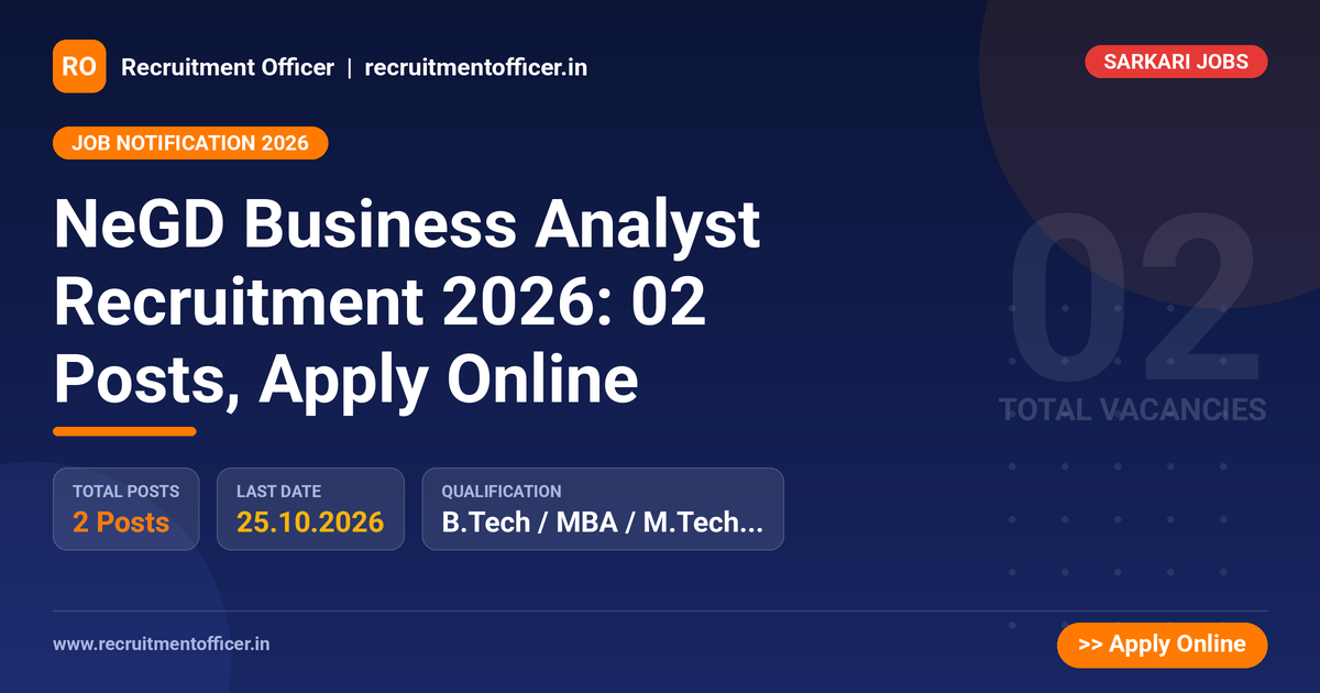 NeGD Business Analyst Recruitment 2026: 02 Posts, Apply Online - NRAI nrai.in