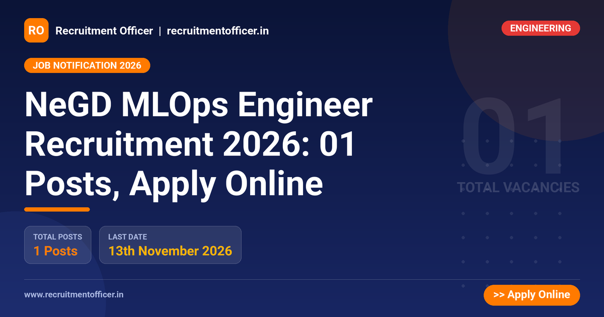 NeGD MLOps Engineer Recruitment 2026: 01 Posts, Apply Online - NRAI nrai.in