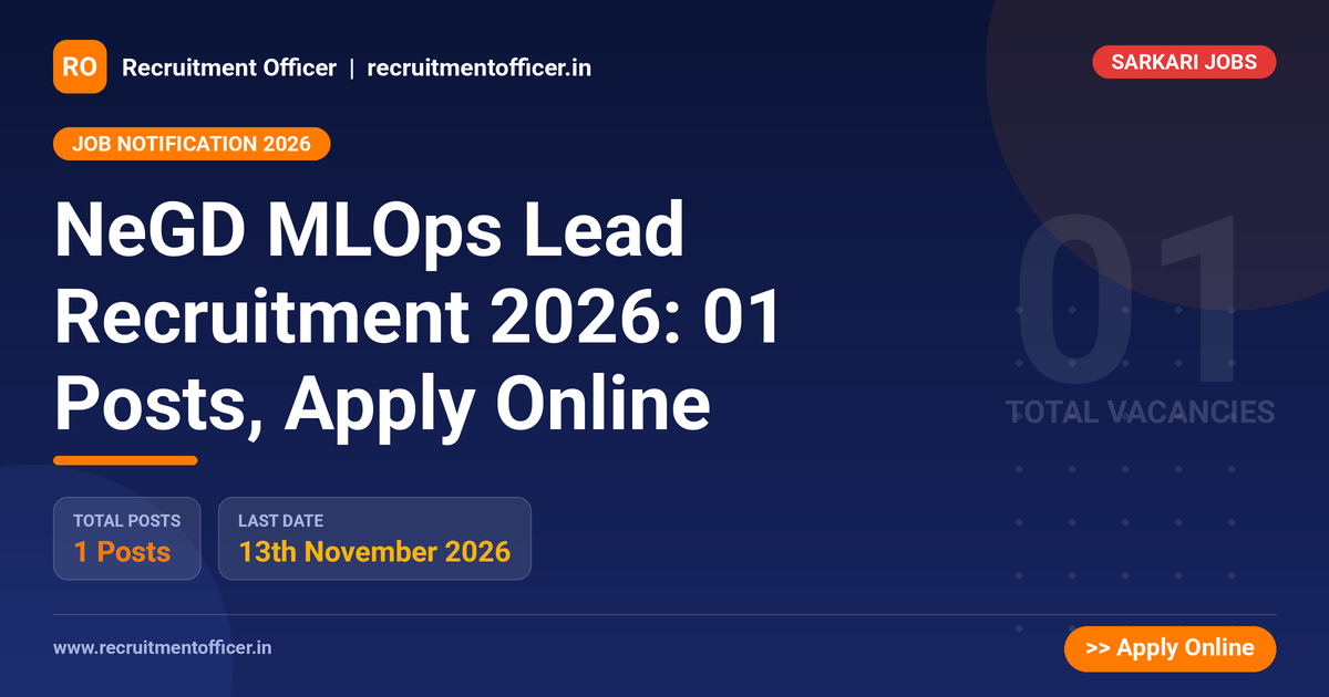 NeGD MLOps Lead Recruitment 2026: 01 Posts, Apply Online - NRAI nrai.in