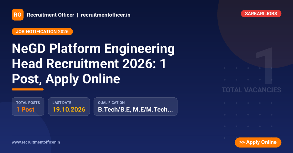 NeGD Platform Engineering Head Recruitment 2026: 1 Post, Apply Online - NRAI nrai.in