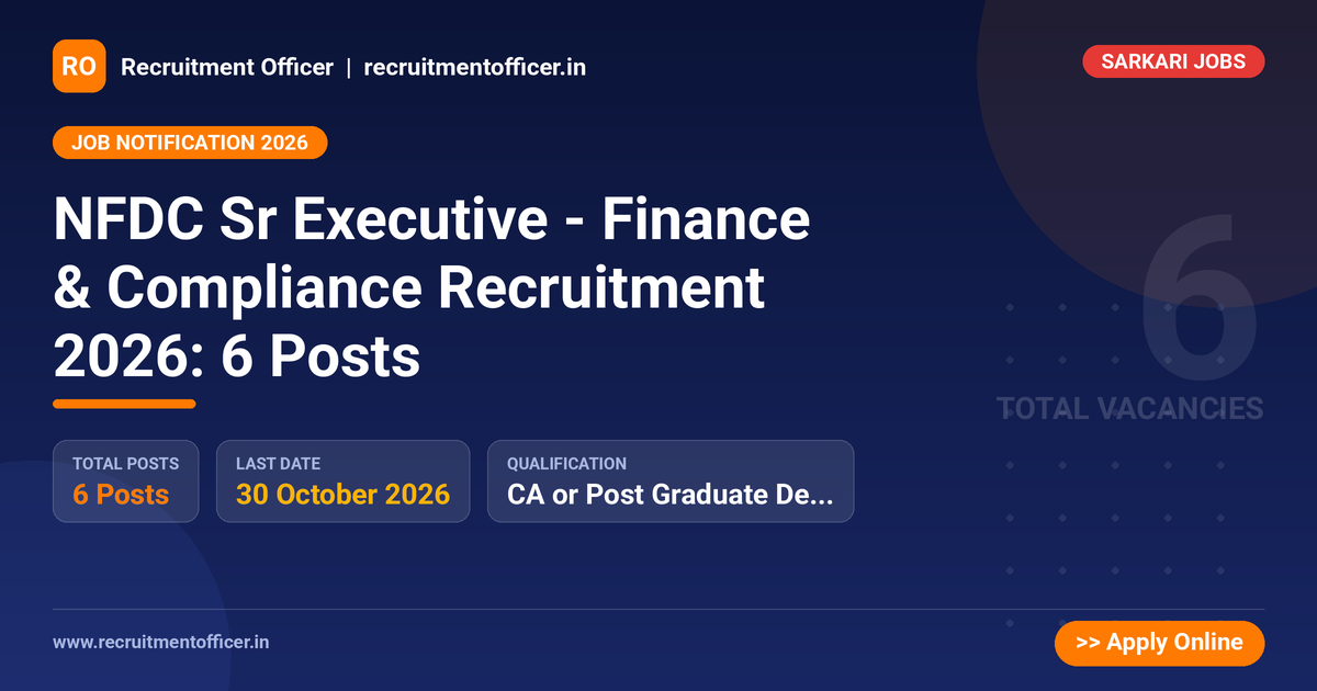 NFDC Sr Executive - Finance & Compliance Recruitment 2026: 6 Posts 1 NFDC Sr Executive - Finance & Compliance Recruitment 2026: 6 Posts - NRAI nrai.in