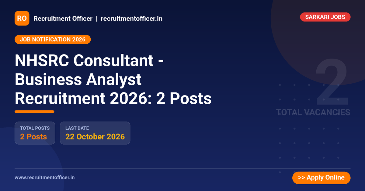 NHSRC Consultant - Business Analyst Recruitment 2026: 2 Posts 1 NHSRC Consultant - Business Analyst Recruitment 2026: 2 Posts - NRAI nrai.in