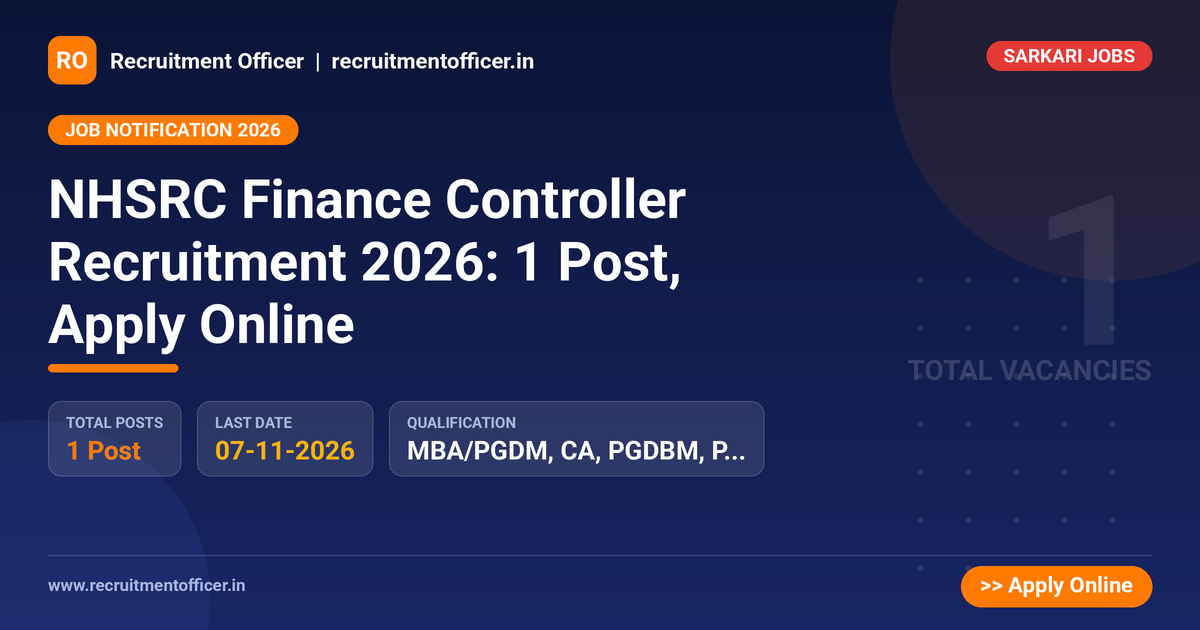 NHSRC Finance Controller Recruitment 2026: 1 Post, Apply Online - NRAI nrai.in