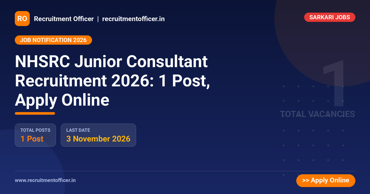 NHSRC Junior Consultant Recruitment 2026: 1 Post, Apply Online 1 NHSRC Junior Consultant Recruitment 2026: 1 Post, Apply Online - NRAI nrai.in