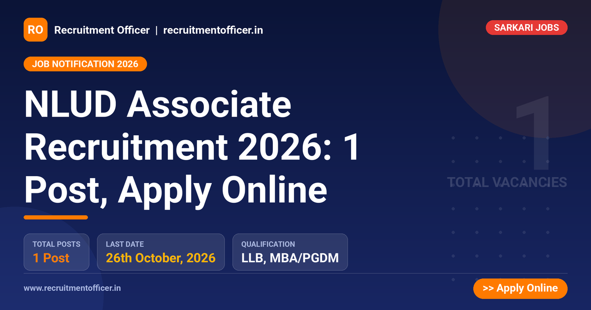 NLUD Associate Recruitment 2026: 1 Post, Apply Online 1 NLUD Associate Recruitment 2026: 1 Post, Apply Online - NRAI nrai.in