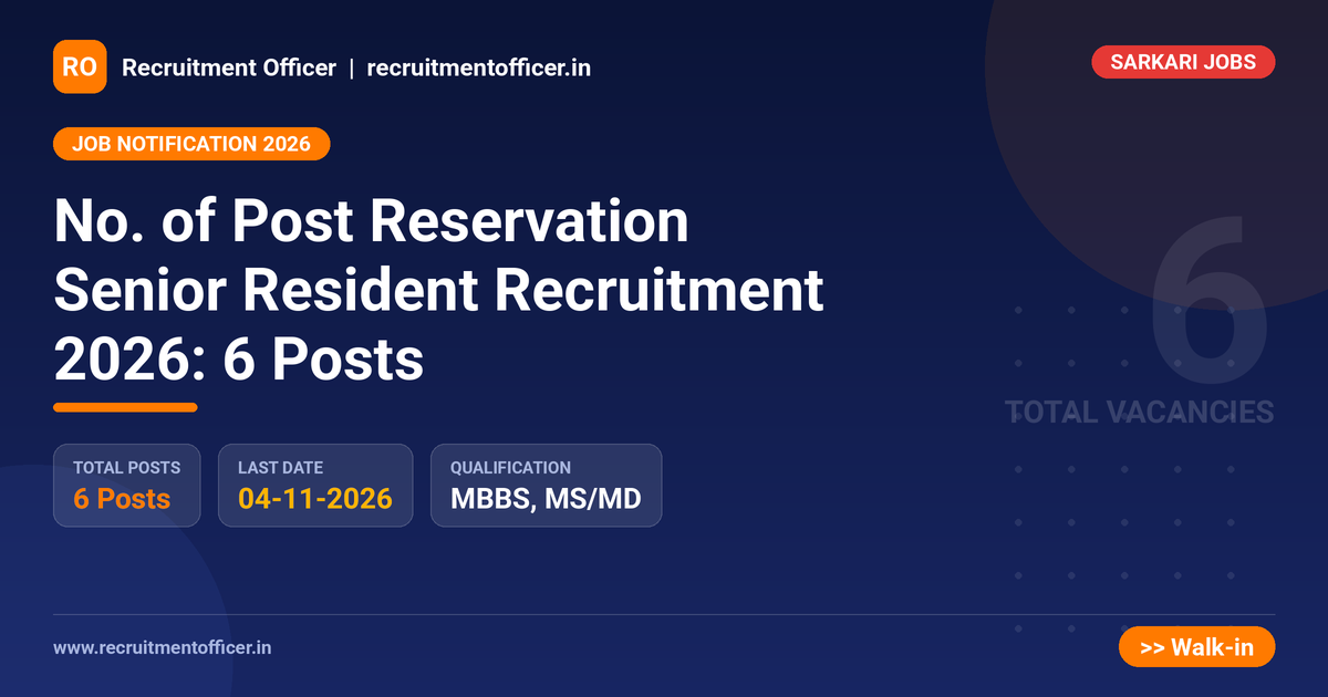 No. of Post Reservation Senior Resident Recruitment 2026: 6 Posts 1 No. of Post Reservation Senior Resident Recruitment 2026: 6 Posts - NRAI nrai.in