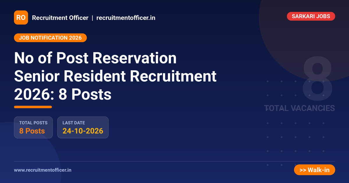 No of Post Reservation Senior Resident Recruitment 2026: 8 Posts - NRAI nrai.in