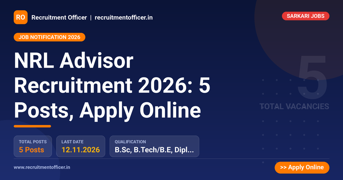NRL Advisor Recruitment 2026: 5 Posts, Apply Online 1 NRL Advisor Recruitment 2026: 5 Posts, Apply Online - NRAI nrai.in