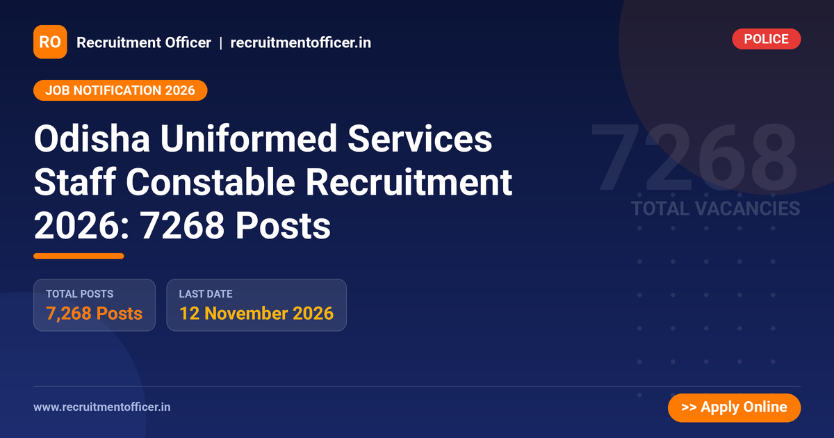 Odisha Uniformed Services Staff Constable Recruitment 2026: 7268 Posts - NRAI nrai.in