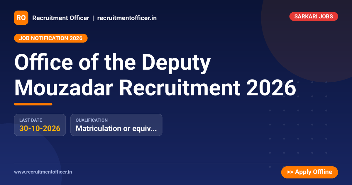 Office of the Deputy Mouzadar Recruitment 2026 - NRAI nrai.in