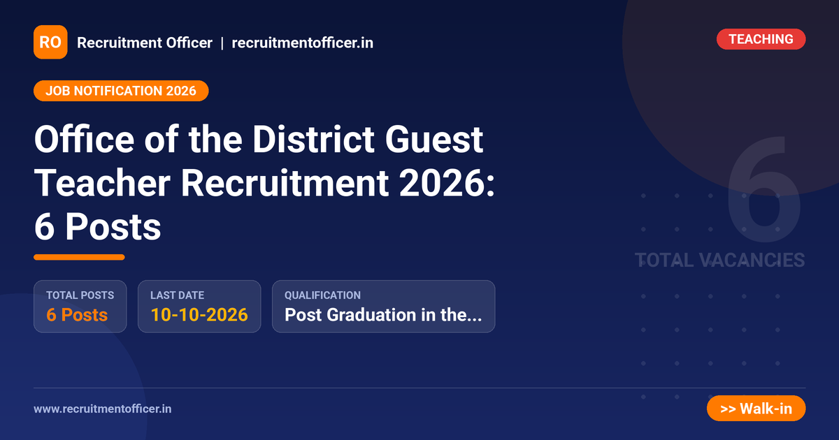 Office of the District Guest Teacher Recruitment 2026: 6 Posts 1 Office of the District Guest Teacher Recruitment 2026: 6 Posts - NRAI nrai.in