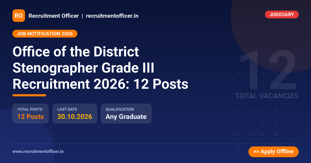 Office of the District Stenographer Grade III Recruitment 2026: 12 Posts 1 Office of the District Stenographer Grade III Recruitment 2026: 12 Posts - NRAI nrai.in