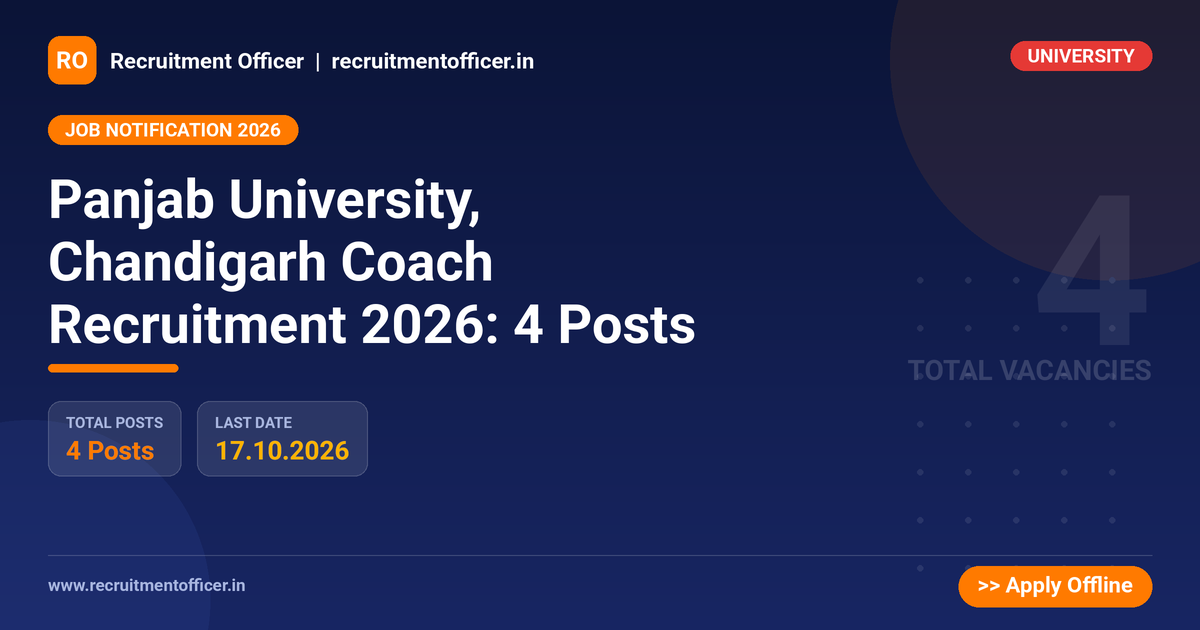 Panjab University, Chandigarh Coach Recruitment 2026: 4 Posts - NRAI nrai.in