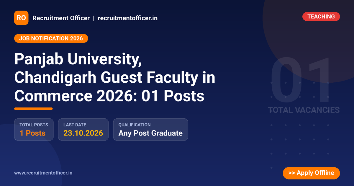 Panjab University, Chandigarh Guest Faculty in Commerce 2026: 01 Posts - NRAI nrai.in
