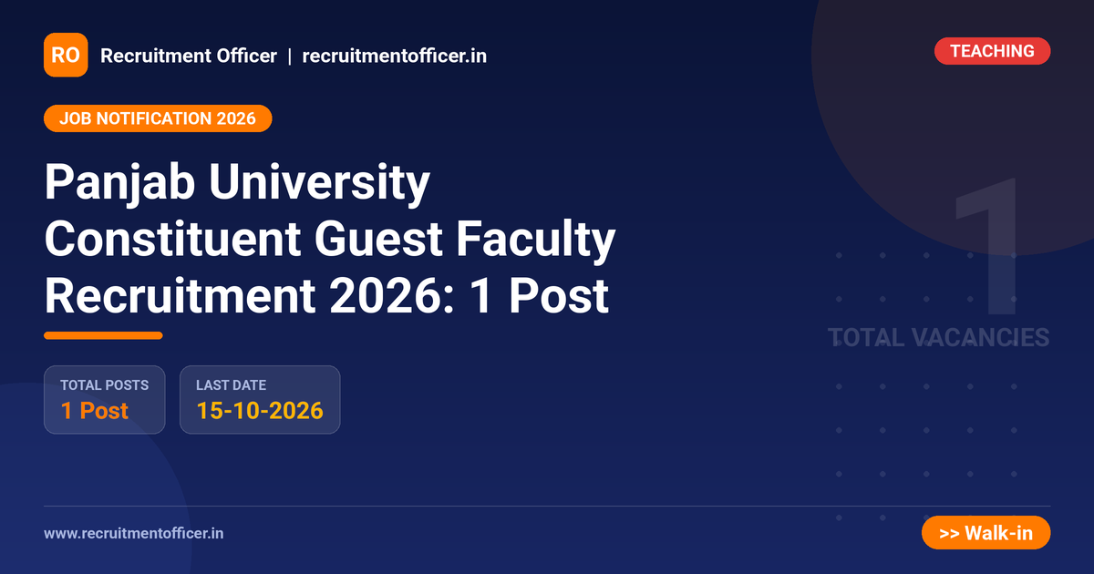 Panjab University Constituent Guest Faculty Recruitment 2026: 1 Post 1 Panjab University Constituent Guest Faculty Recruitment 2026: 1 Post - NRAI nrai.in