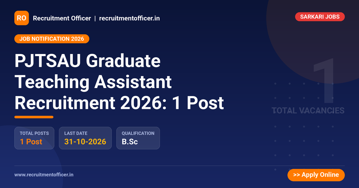 PJTSAU Graduate Teaching Assistant Recruitment 2026: 1 Post 1 PJTSAU Graduate Teaching Assistant Recruitment 2026: 1 Post - NRAI nrai.in