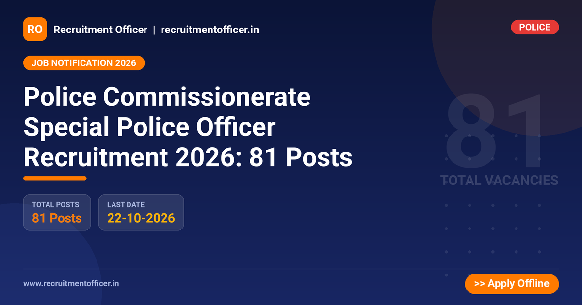 Police Commissionerate Special Police Officer Recruitment 2026: 81 Posts - NRAI nrai.in