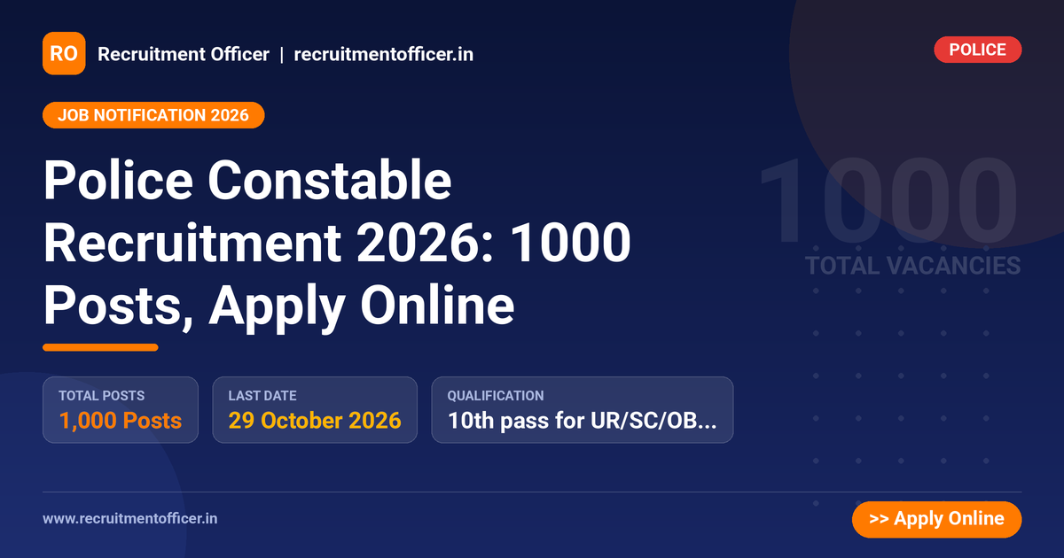 Police Constable Recruitment 2026: 1000 Posts, Apply Online - NRAI nrai.in