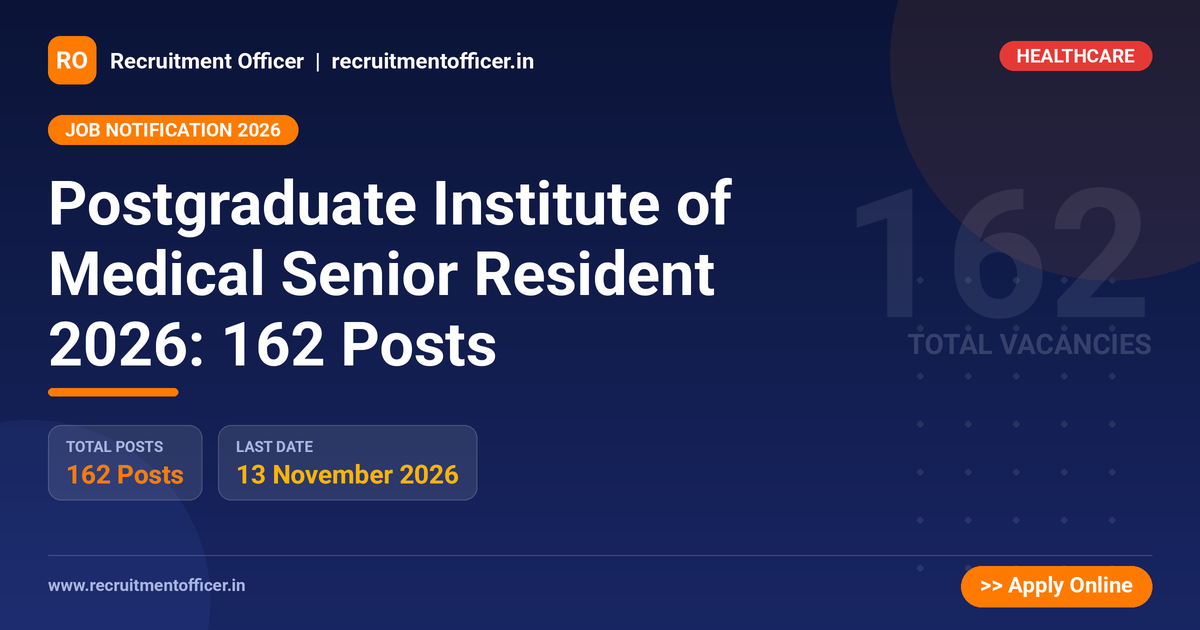 Postgraduate Institute of Medical Senior Resident 2026: 162 Posts 1 Postgraduate Institute of Medical Senior Resident 2026: 162 Posts - NRAI nrai.in