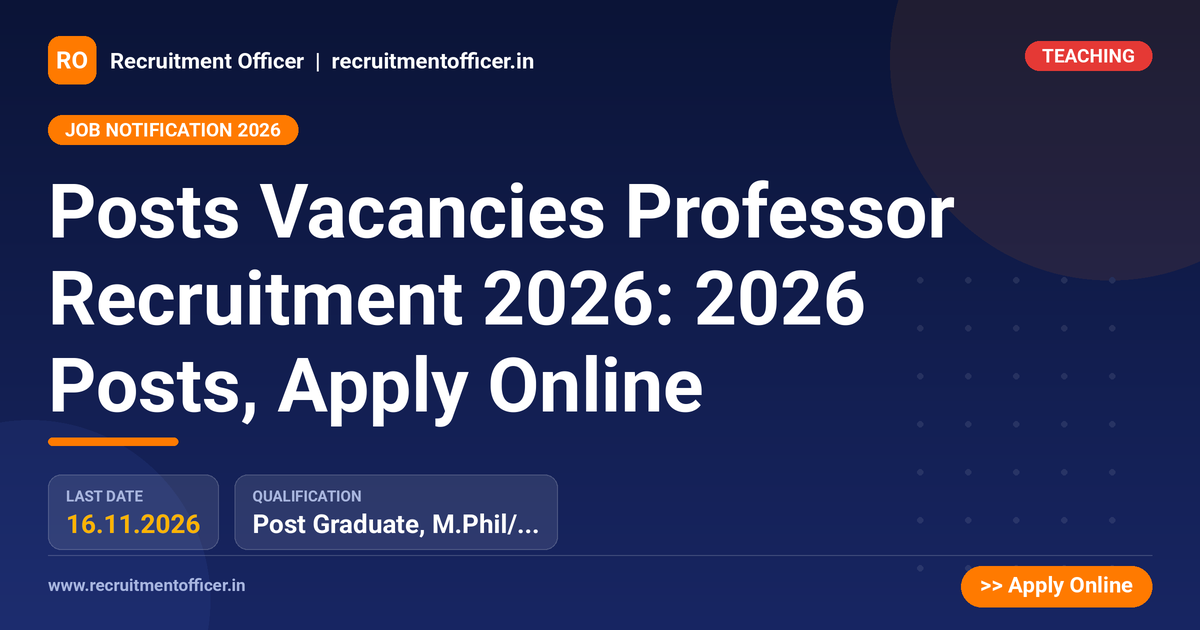 Posts Vacancies Professor Recruitment 2026: 2026 Posts, Apply Online - Recruitment Officer