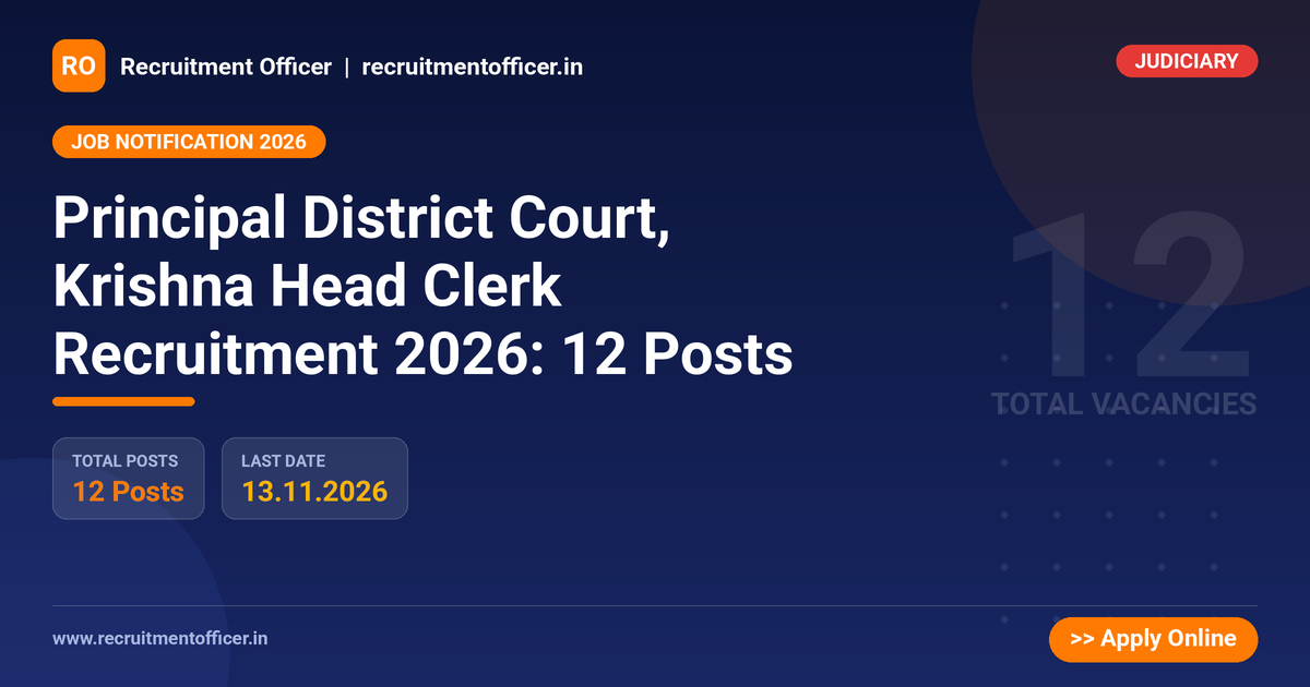 Principal District Court, Krishna Head Clerk Recruitment 2026: 12 Posts 1 Principal District Court, Krishna Head Clerk Recruitment 2026: 12 Posts - NRAI nrai.in