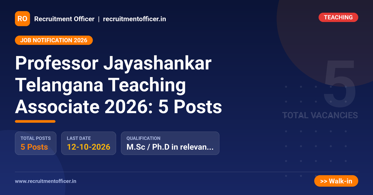 Professor Jayashankar Telangana Teaching Associate 2026: 5 Posts 1 Professor Jayashankar Telangana Teaching Associate 2026: 5 Posts - NRAI nrai.in