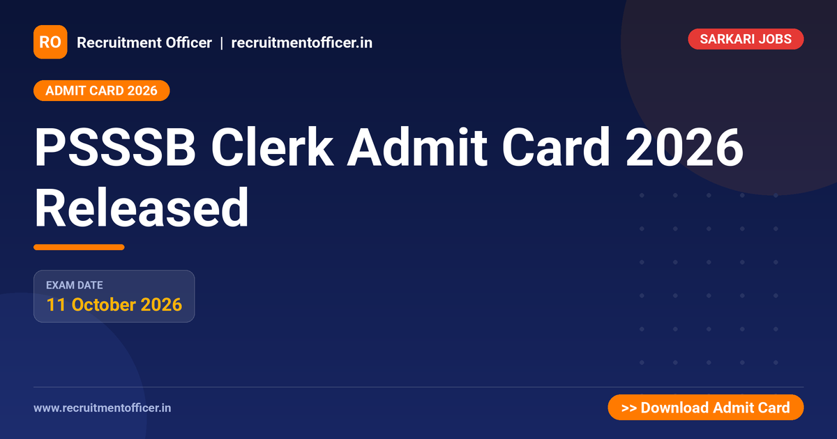 PSSSB Clerk Admit Card 2026 Released - NRAI nrai.in