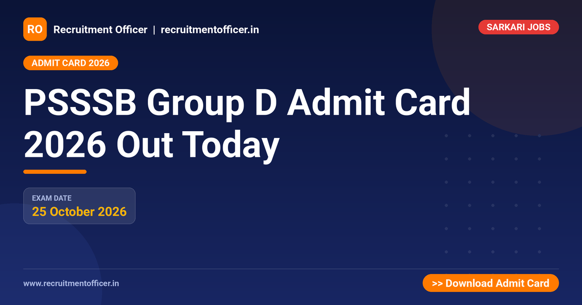 PSSSB Group D Admit Card 2026 Out Today 1 PSSSB Group D Admit Card 2026 Out Today - NRAI nrai.in