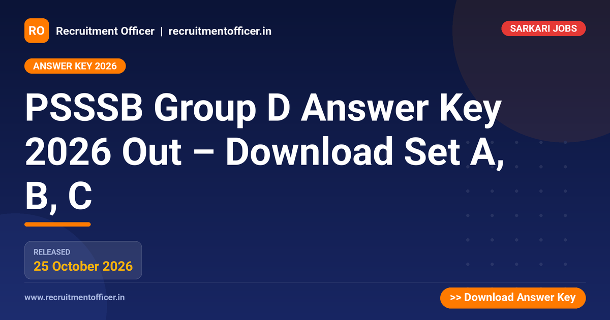 PSSSB Group D Answer Key 2026 Out – Download Set A, B, C - NRAI nrai.in