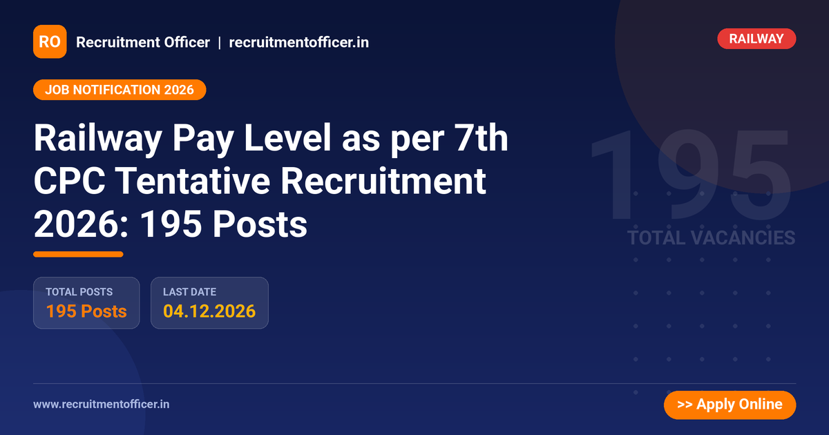Railway Pay Level as per 7th CPC Tentative Recruitment 2026: 195 Posts 1 Railway Pay Level as per 7th CPC Tentative Recruitment 2026: 195 Posts - NRAI nrai.in