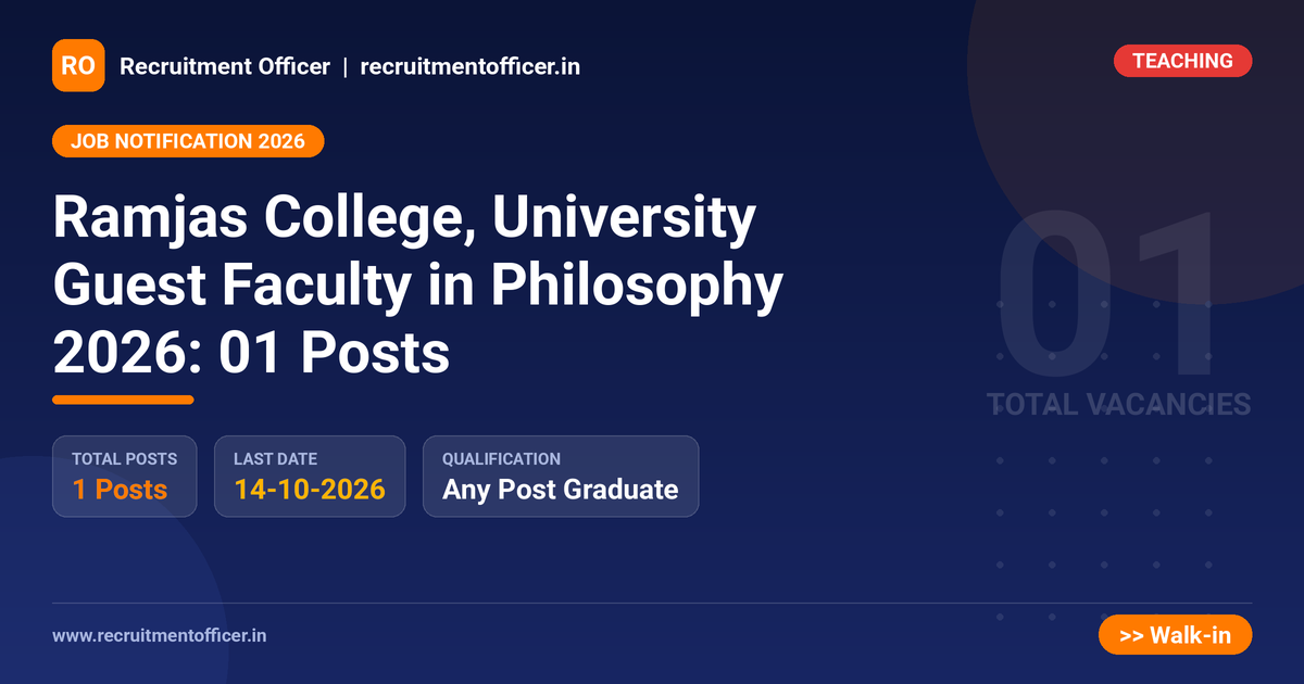 Ramjas College, University Guest Faculty in Philosophy 2026: 01 Posts - NRAI nrai.in