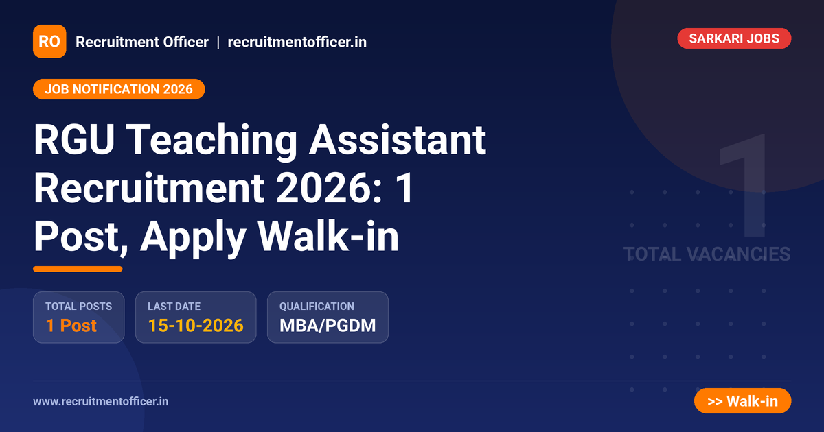 RGU Teaching Assistant Recruitment 2026: 1 Post, Apply Walk-in - NRAI nrai.in