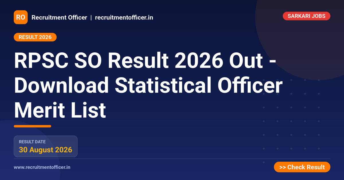 RPSC SO Result 2026 Out - Download Statistical Officer Merit List - NRAI nrai.in
