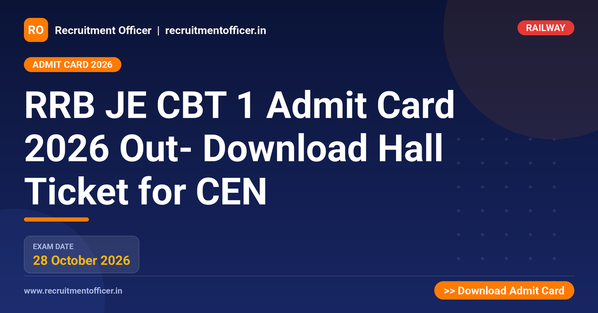 RRB JE CBT 1 Admit Card 2026 Out- Download Hall Ticket for CEN - NRAI nrai.in