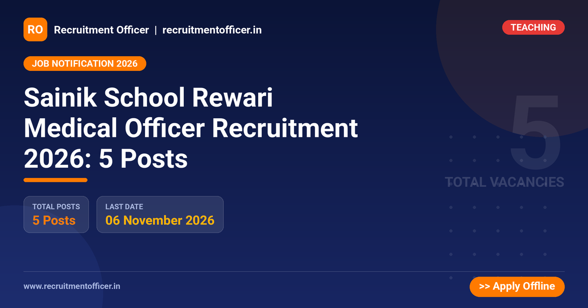 Sainik School Rewari Medical Officer Recruitment 2026: 5 Posts 1 Sainik School Rewari Medical Officer Recruitment 2026: 5 Posts - NRAI nrai.in