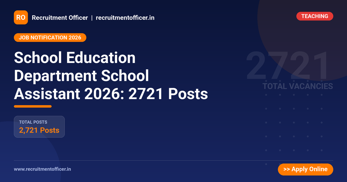 School Education Department School Assistant 2026: 2721 Posts - NRAI nrai.in