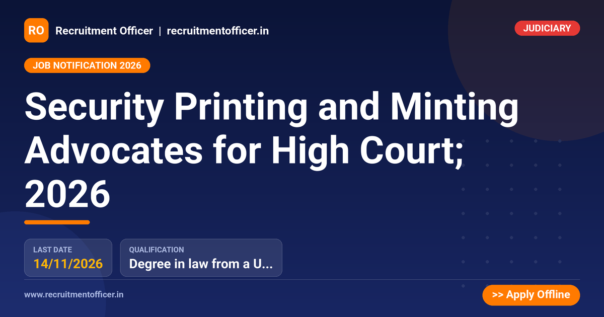 Security Printing and Minting Advocates for High Court; 2026 - NRAI nrai.in