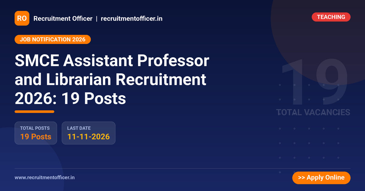 SMCE Assistant Professor and Librarian Recruitment 2026: 19 Posts - NRAI nrai.in