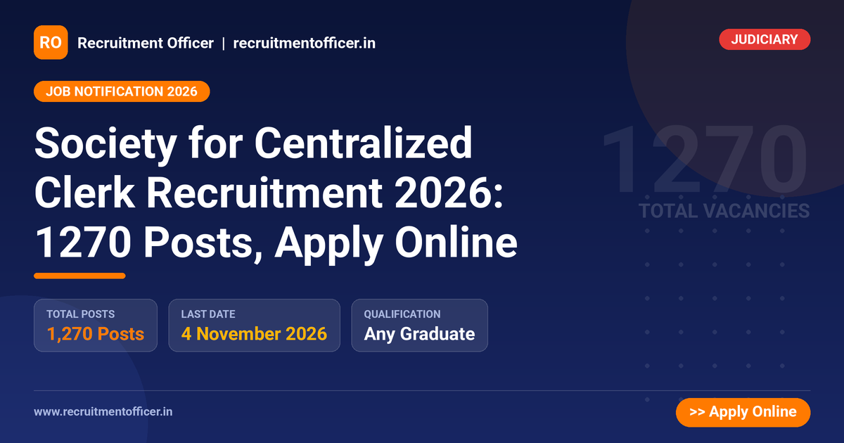 Society for Centralized Clerk Recruitment 2026: 1270 Posts, Apply Online 1 Society for Centralized Clerk Recruitment 2026: 1270 Posts, Apply Online - NRAI nrai.in