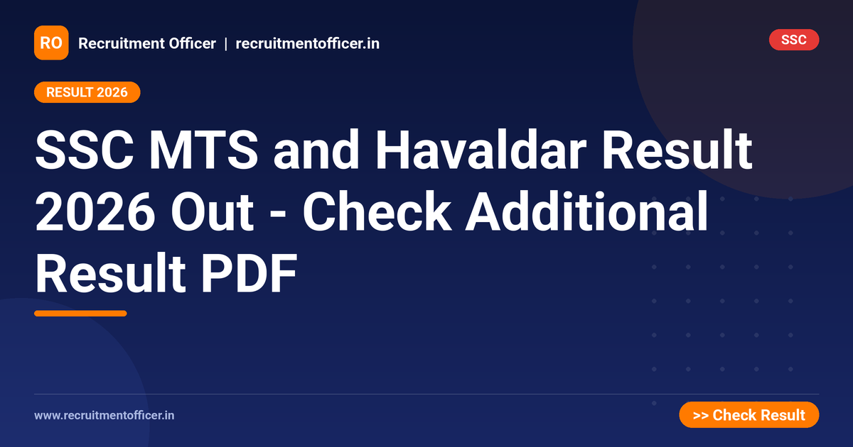 SSC MTS and Havaldar Result 2026 Out - Check Additional Result PDF - NRAI nrai.in