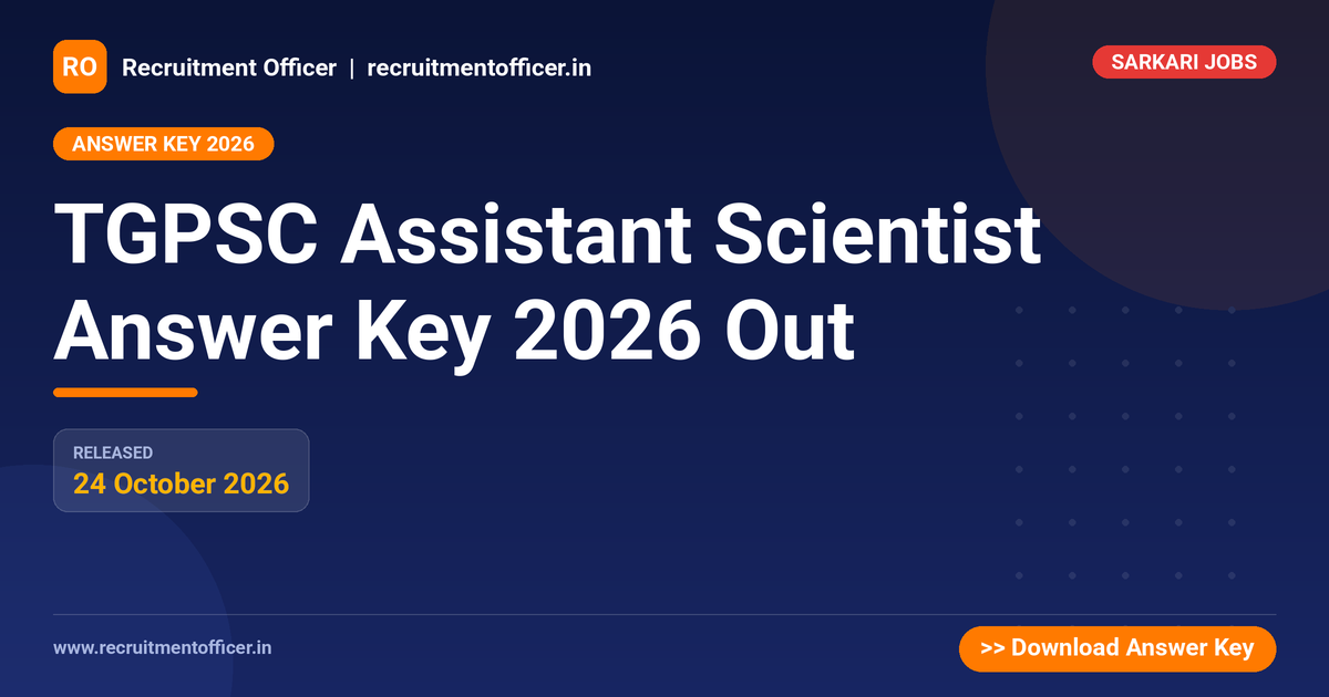 TGPSC Assistant Scientist Answer Key 2026 Out - Recruitment Officer
